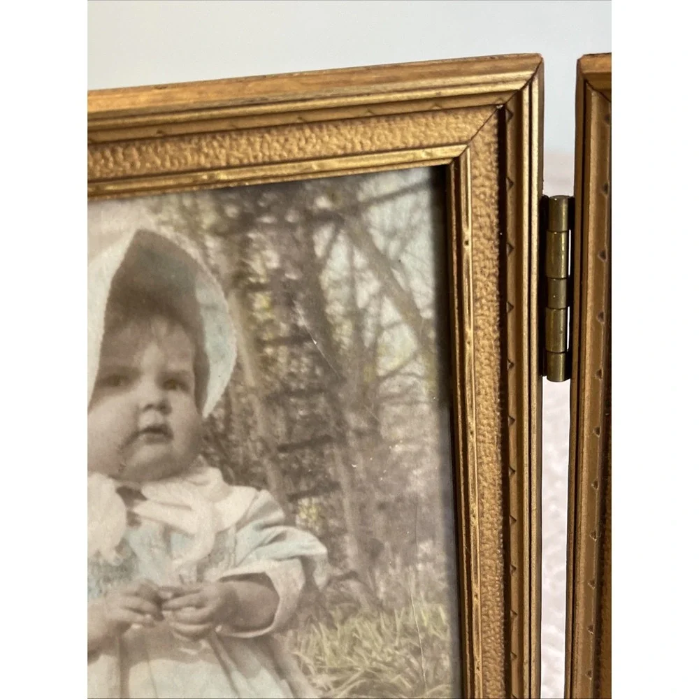 Vintage‎ Gold Wooden Double Picture Photo Frame Ornate  10